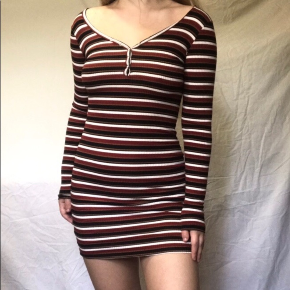 long sleeve pinstripe bodycon dress from garage